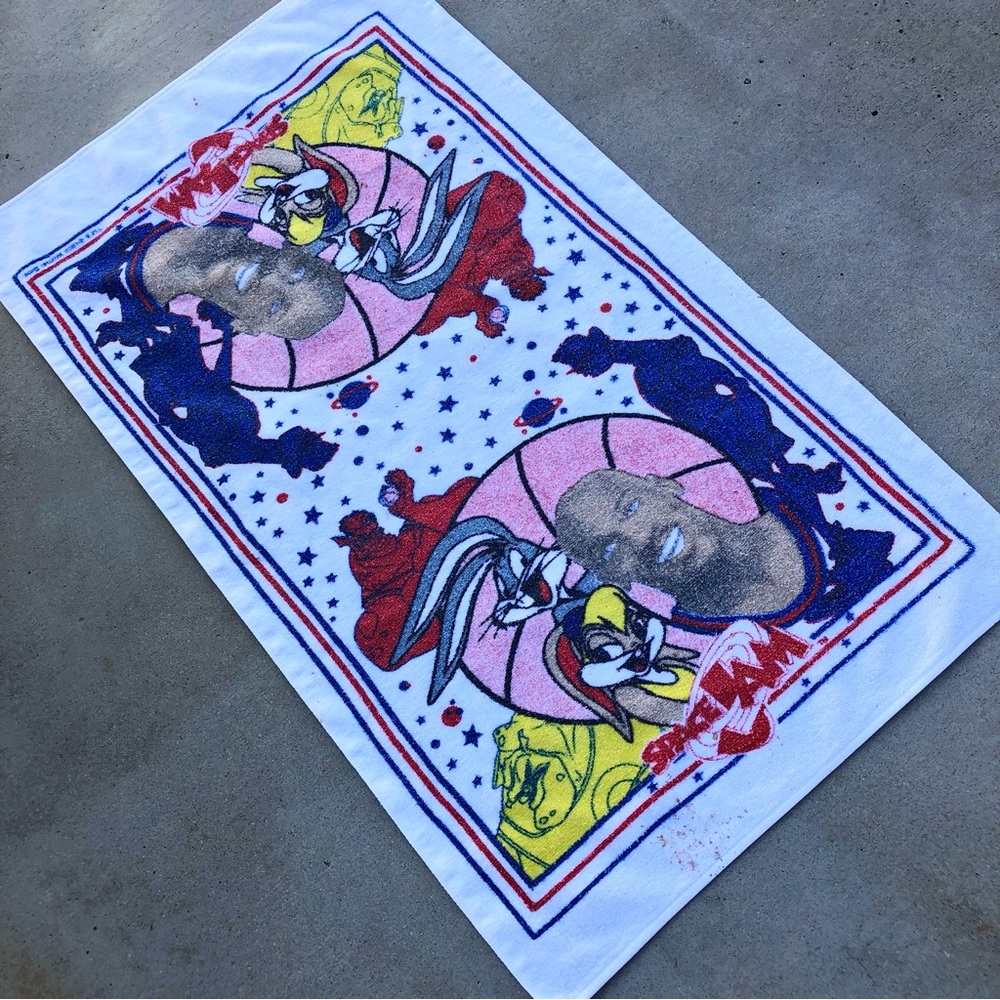 Vtg 1996 Space Jam Movie Promo Michael Jordan Bugs Bunny Towel Jay Franco 22x40”